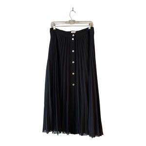 Wilfred Pleated Button French Girl Style Black Midi Skirt Large